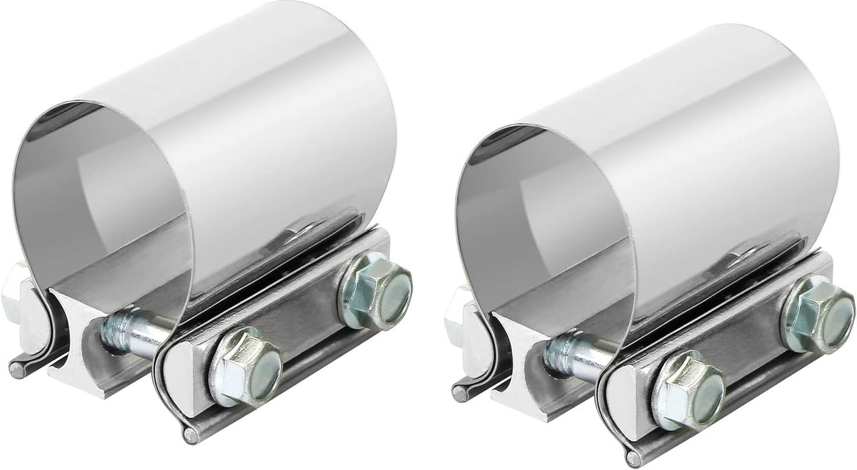 2 stuks Ø45mm x 76,2 mm, roestvrijstalen uitlaatklem, universele uitlaatklem