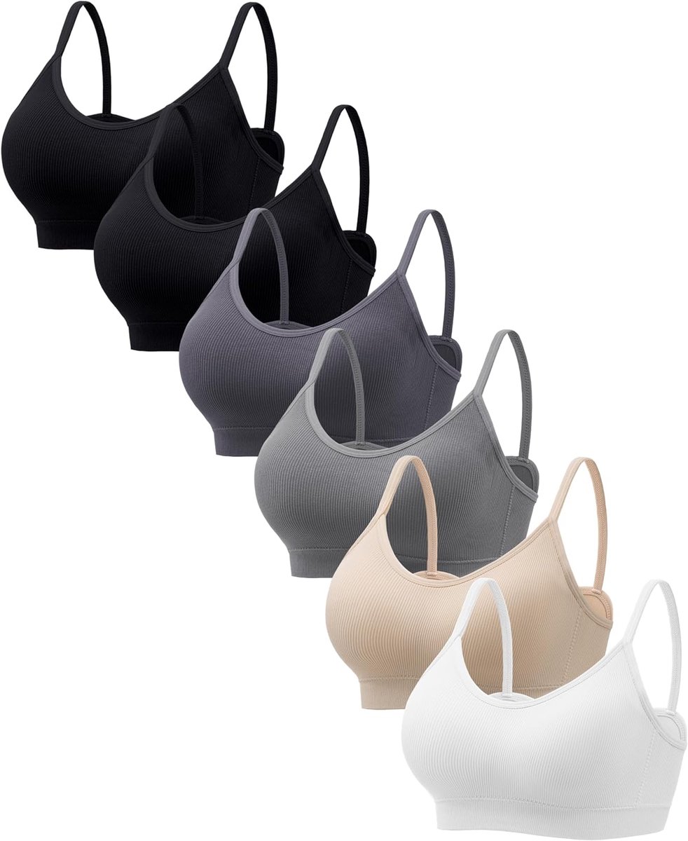 6 stuks beha zonder beugel voor dames, tanktop, V-hals, bralette, naadloze bralettes, T-shirt-beha's