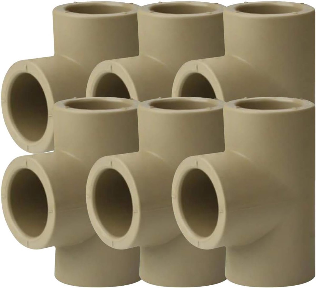 - 25 mm PPR T-stuk 3-weg waterpijp buisadapterconnectoren, 6 stuks