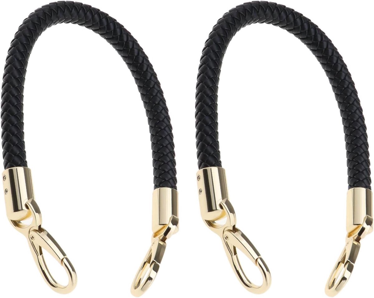 2 STKS 40 cm vervangende handtas PU gevlochten handgrepen met gouden veer gesp tas riemen voor handtas portemonnee doe-het-zelf ambachtelijke tas maken accessoires zwart