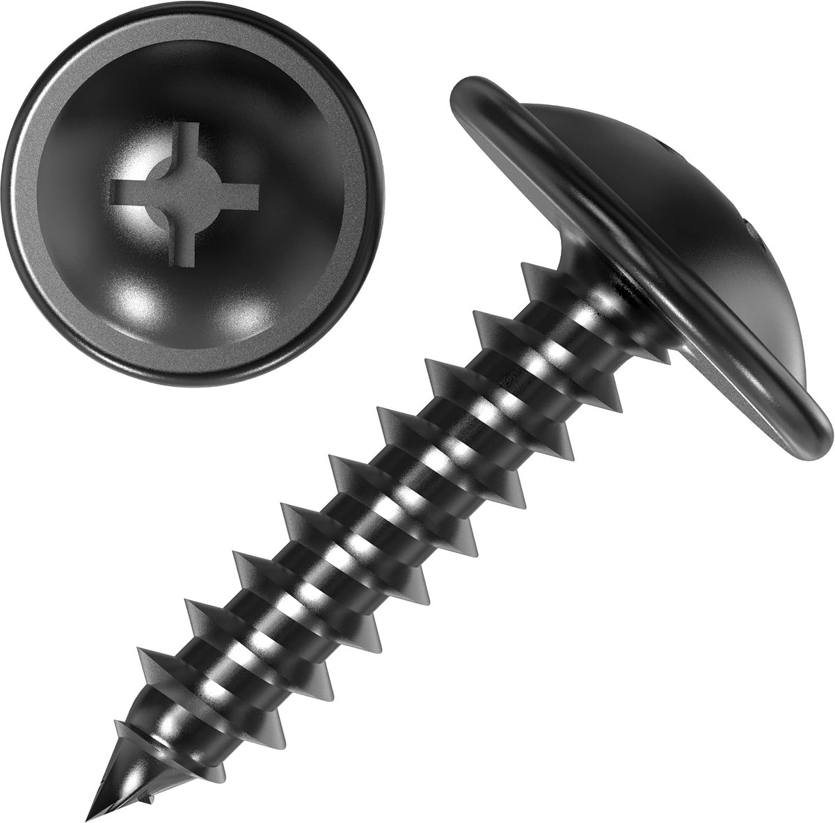 100 AUPROTEC plaatschroeven kruiskop platte kop met schijf zwart verzinkt 4,2 x 25 mm