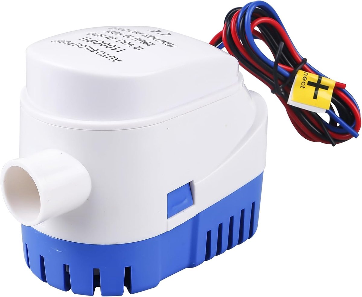 Automatische bilgepomp, 12 V, 1100 gph/70 lpm, automatische boot, lenspomp, marine, duik, stille vloeistofpomp met vlotterschakelaar, elektrische waterpomp voor boten, vijvers, zwembaden