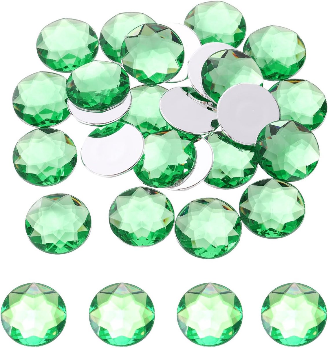 25 stuks ronde acryl strass-steentjes met platte achterkant, 30 mm, voor knutselwerk, kleding, schoenen, decoratie, knutselen, cadeau