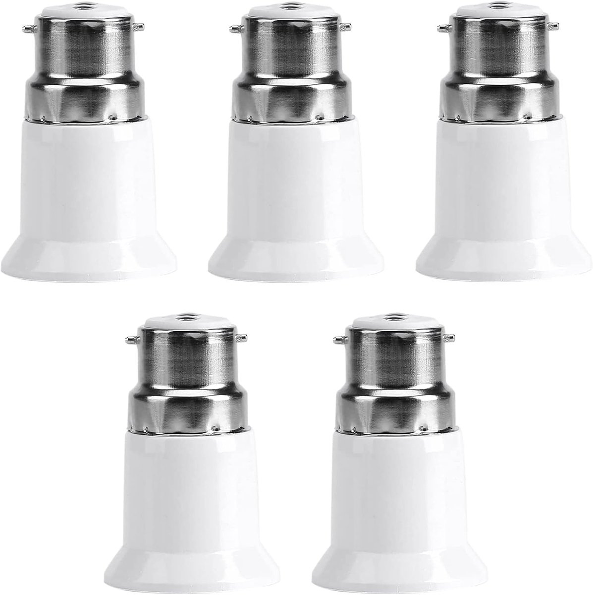 5x B22 naar E27 fittingconverter, adapterconverter, lampvoet, lampfittingadapter, lampadapter voor LED-lampen en spaarlampen en spaarlampen