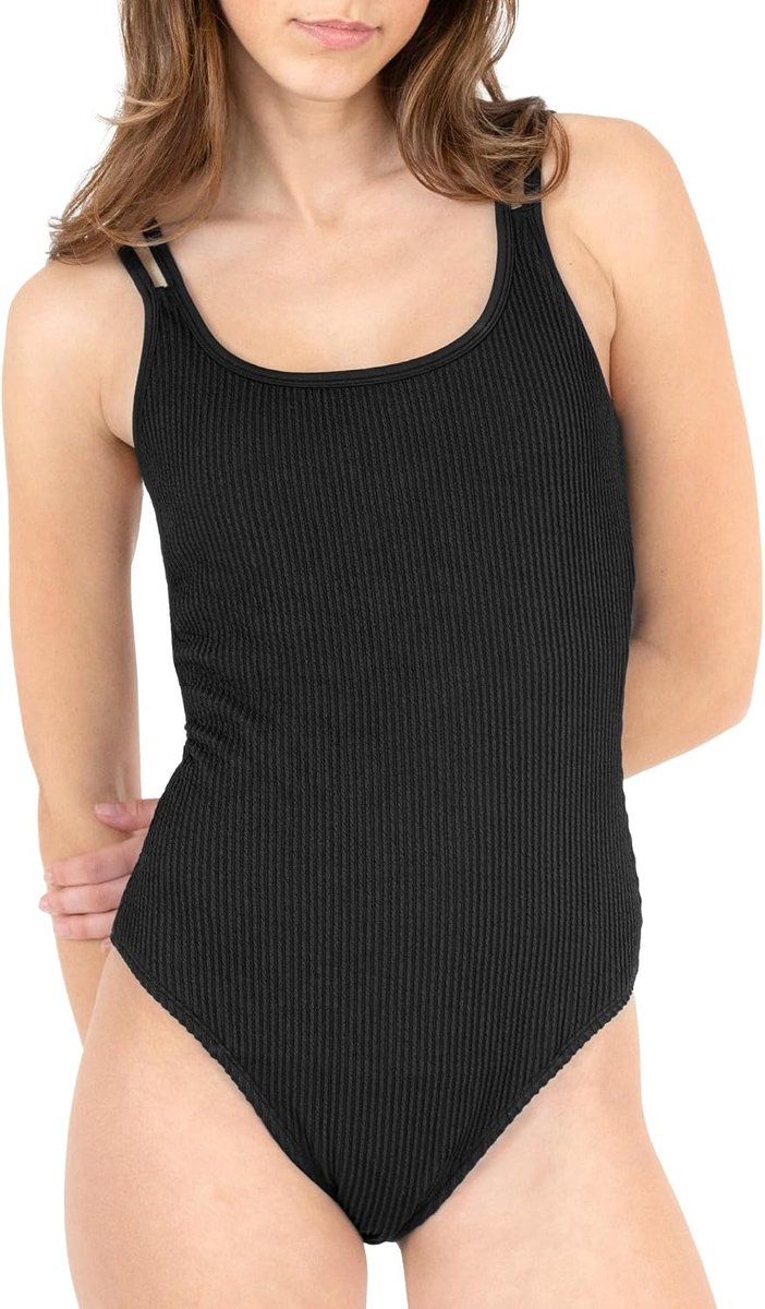 PU badpak Sportif Crinkle zwart