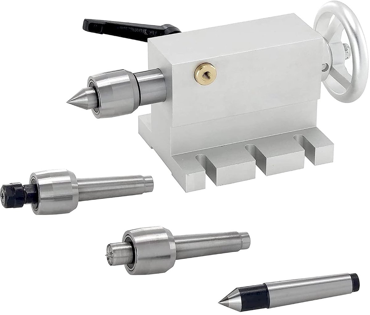 Morsekegel, 65 mm, draaibank centrum, 2 live center, beweegbare MT2 rijstok met 4 verwisselbare koppen voor CNC-graveerfreesmachine 4. as rotatie CNC-frees
