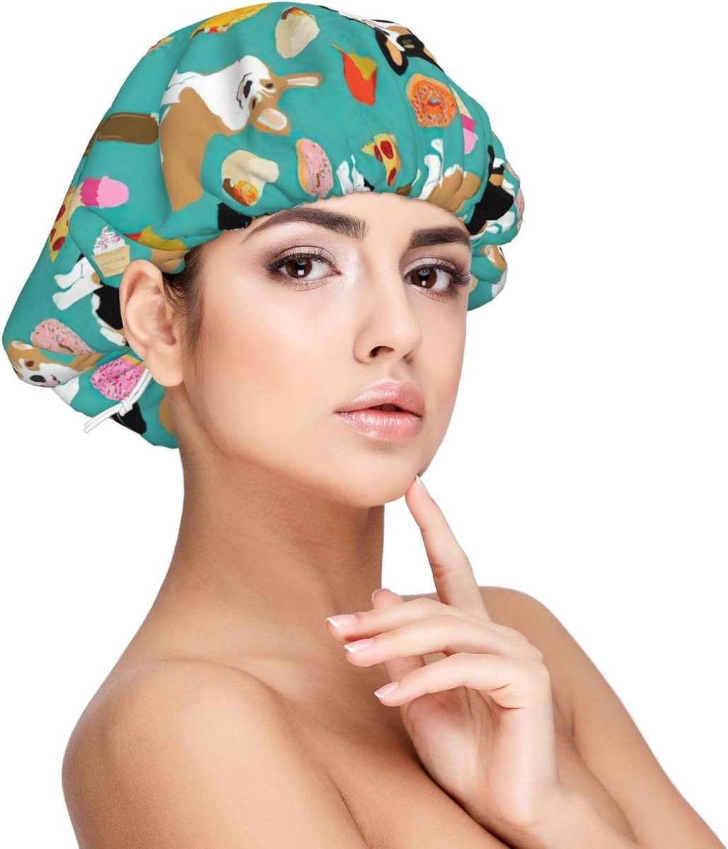 Satijnen Slaapmuts - Haarmuts Bonnet - Bescherming Haar - Verstelbare Riem - 14.5 x 14 cm - Zwart