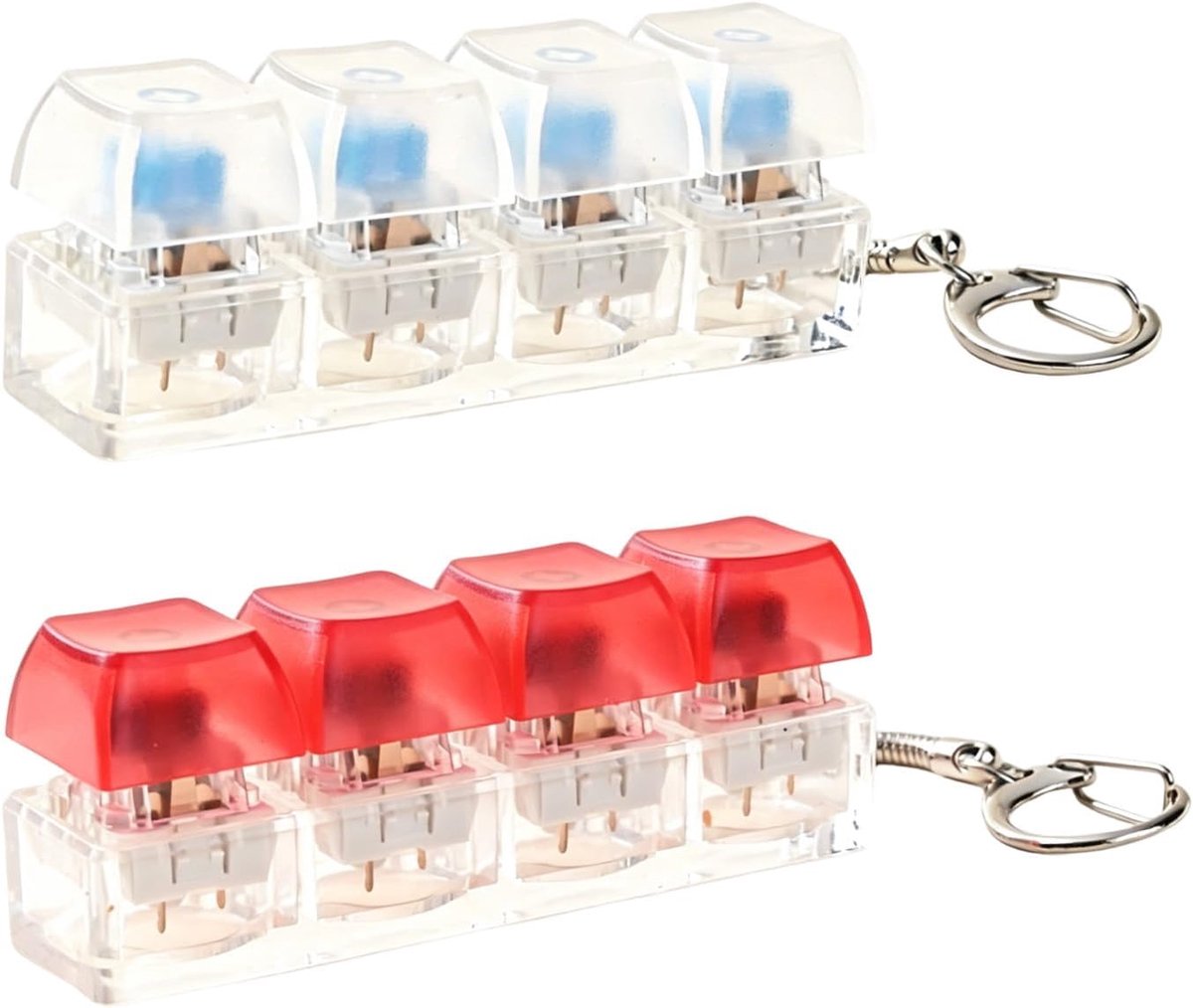 2 stuks anti-stress fidget toy toetsenbord met 4 toetsen, anti-stress mini-speelgoed voor volwassenen en kinderen, sensorische mechanische sleutelhanger voor ontspanning en concentratie, wit