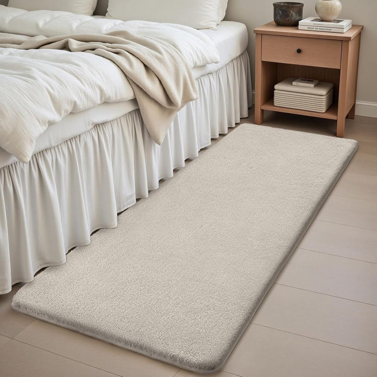 Lemon Vloerkleed Woonkamer, Tapijtloper voor slaapkamer, hal en entree, tapijten, Kortpolige, Eenkleurig, Modern, Antislip, Wasbaar, Kleur: Zandbeige, Maat: 80x300 cm