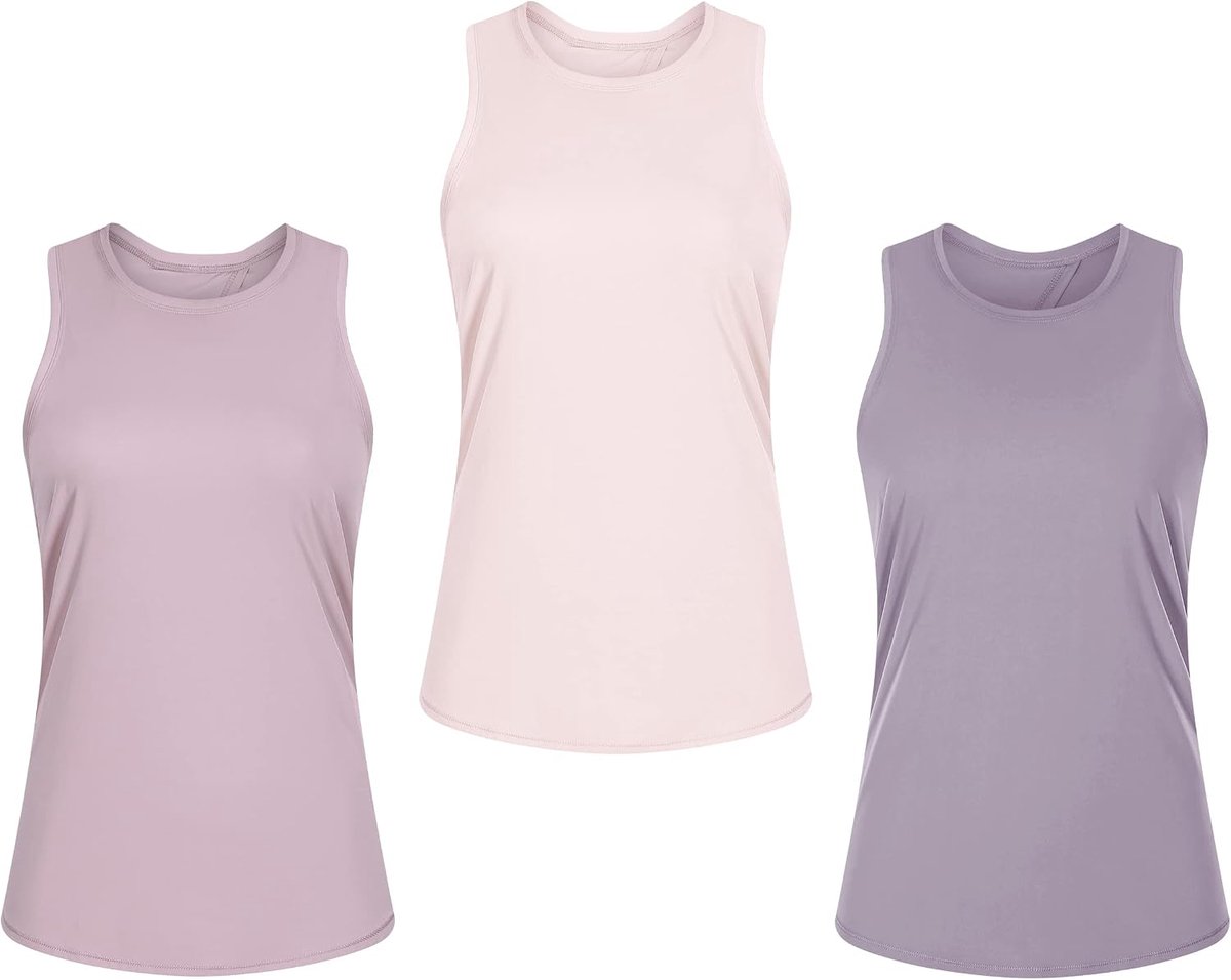 Tanktop voor dames, sporttops, zomer, workout, crossback, loopshirt, mouwloos, bovenstuk, ademend, shirt voor yoga, fitness, gym, training, verpakking van 3 stuks, 3 TB, S
