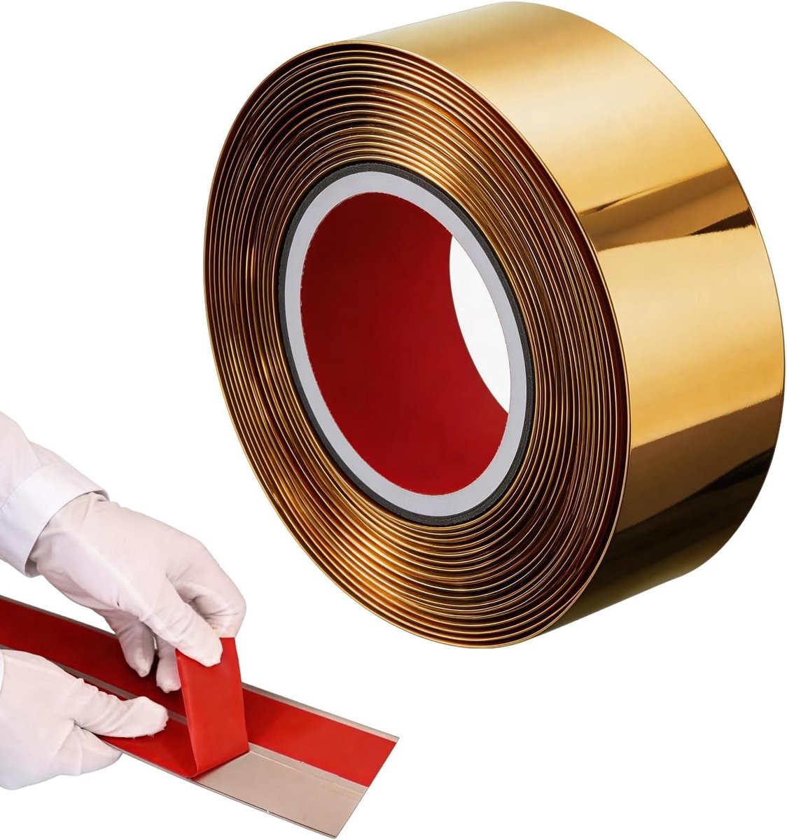 strip, zelfklevend, 5 m x 8 cm, roestvrij staal, voor muur, deur, kast (goud)
