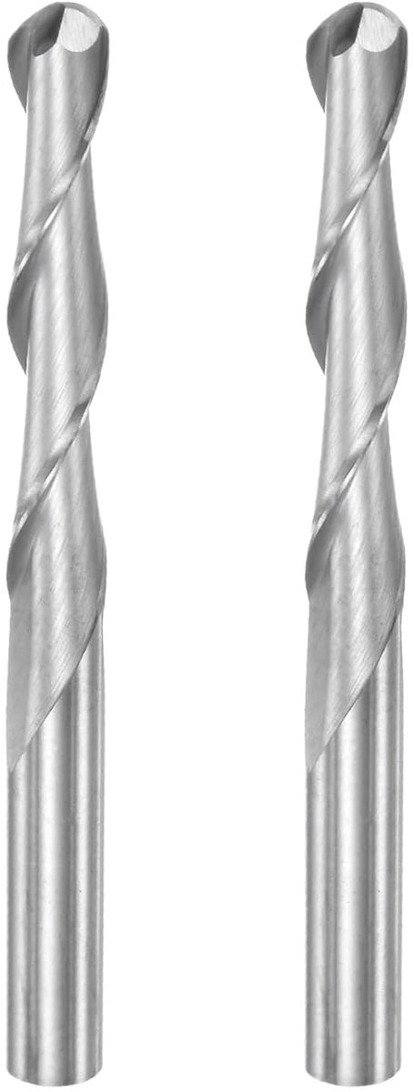 Sourcing map 2 stk. Kogelkopfrees, schachtfrees, kogelneus, snelstaal, 2 fluitfrezen, 4 mm, Dmr. 25 mm, snijlengte 4 mm schacht