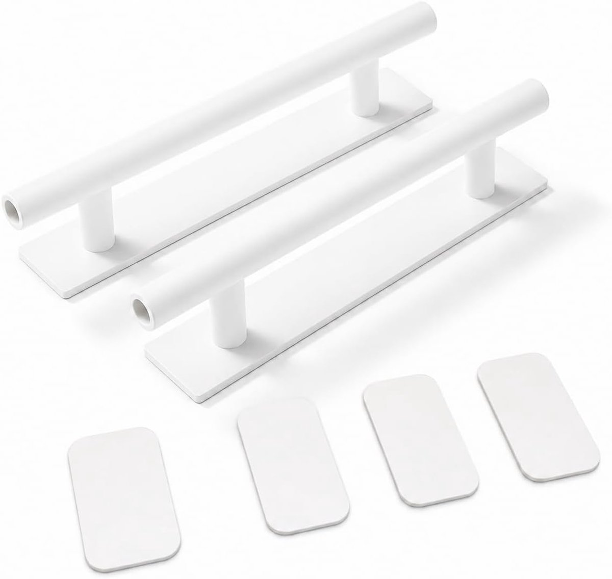 Kastgrepen, wit, zelfklevend, set van 2, handgrepen voor keukenkasten, 150 mm, roestvrij staal, meubelgreep, wit, zonder boren, met kleefpads, meubelgrepen voor laden, kasten en badkamer