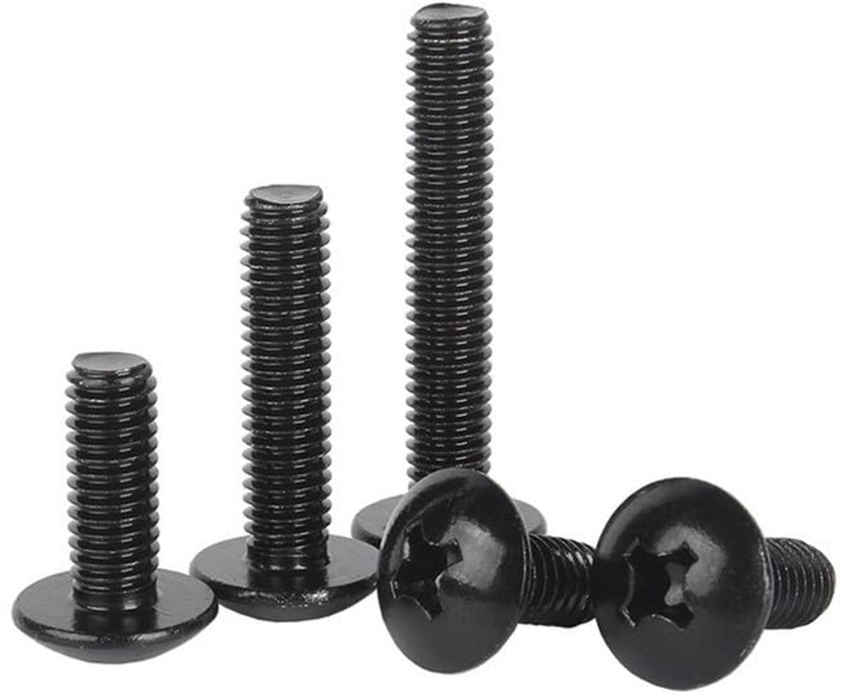 Staal 304 Kruiskop Champignon Rond hoofd Bouten | Zwart Zink Machine schroeven Bevestigingen M4 x 25mm 20 Pcs