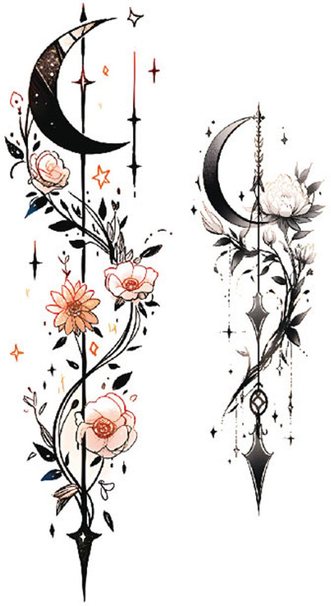 Tijdelijke tattoo bloemen moonlight 3 dagen