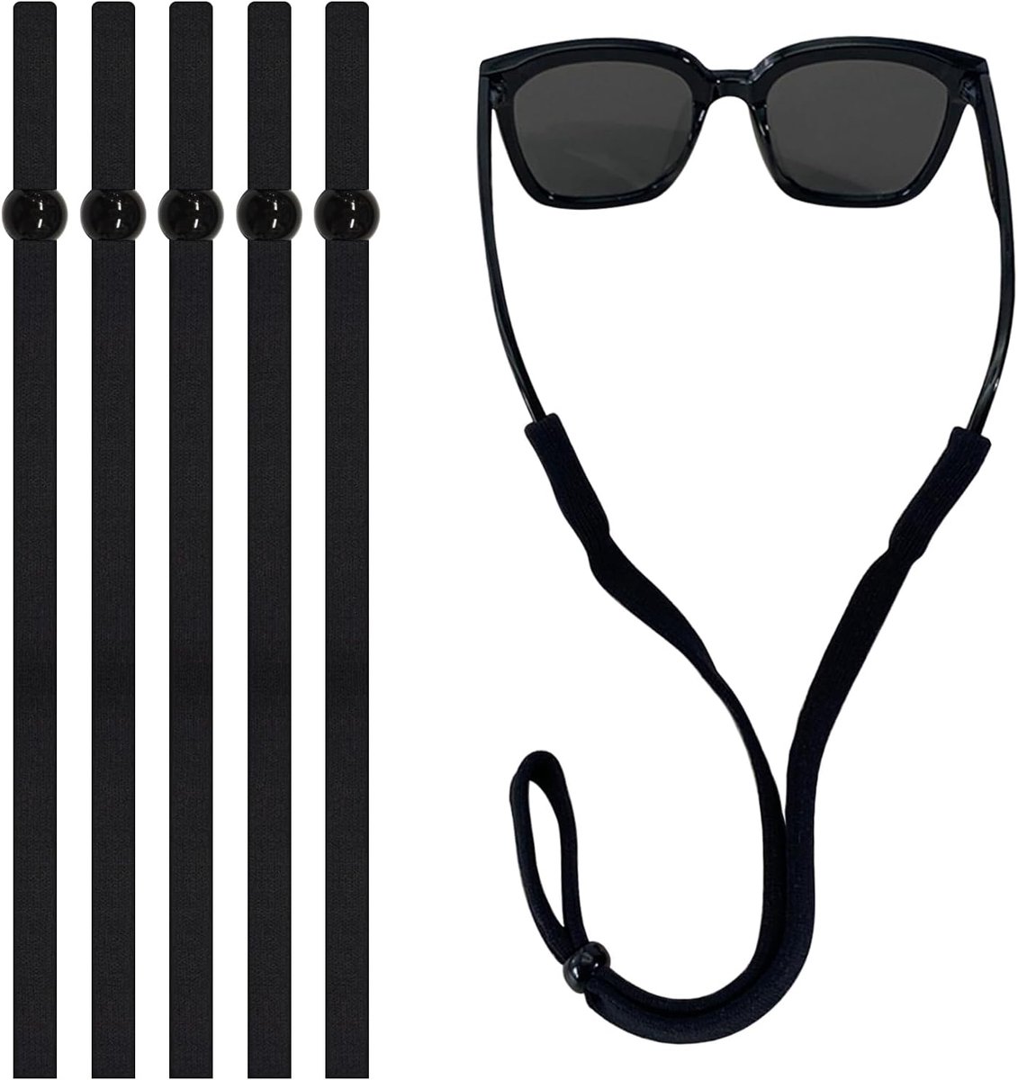 Thijox - Set van 5 Verstelbare Antislip Brillenkoorden voor Sport en Buitenactiviteiten - Unisex Brillenhouders voor Lezen, Wandelen, Fietsen - Ideaal