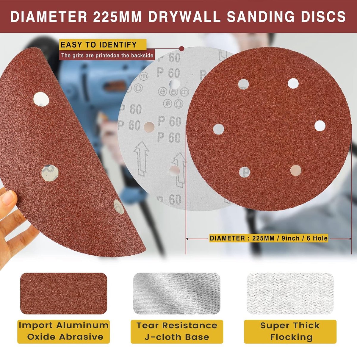 Schuurpapier discs 225mm - 30 stuks in 6 korrelgroottes - hoge kwaliteit aluminiumoxide - SnelShoppen