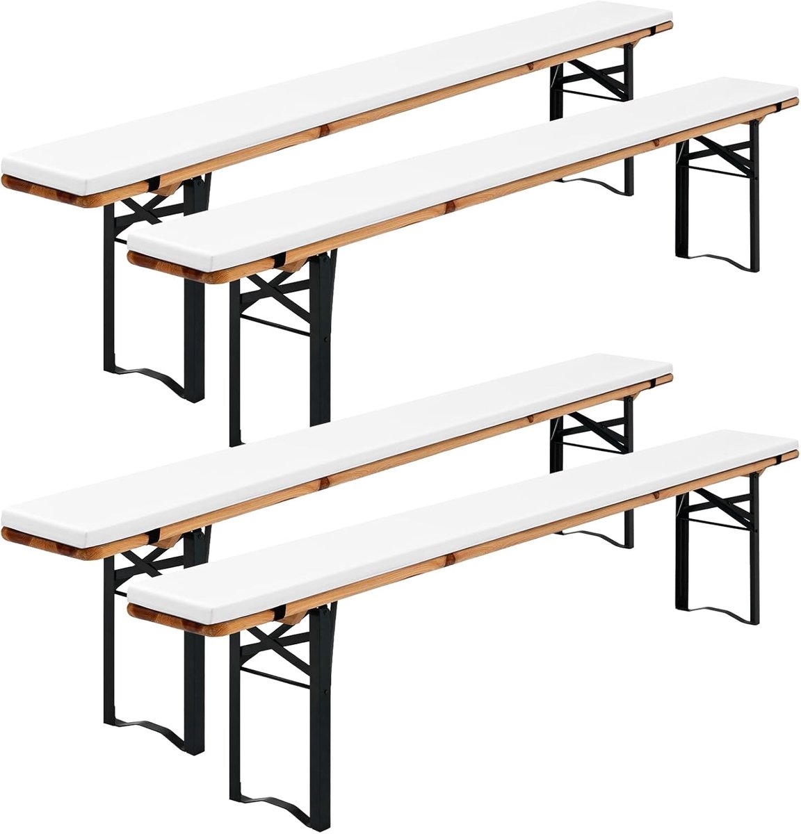 Bierbank kussens set van 4 - 220 x 25 x 3 cm - waterdicht - ideaal voor feesten - SnelShoppen