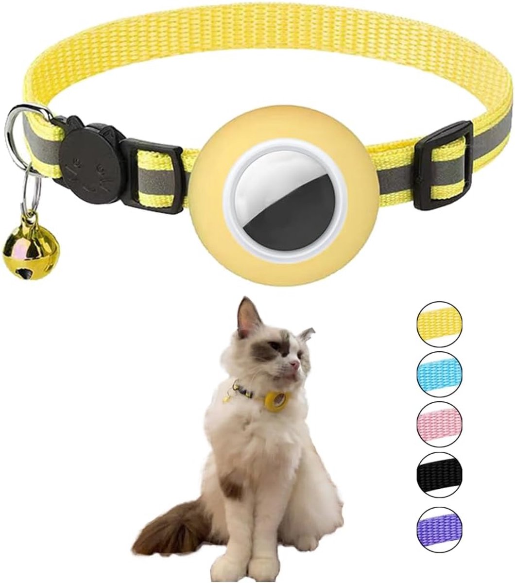 Kat halsband met AirTag houder - Reflecterend paars - Veilige sluiting - Houd je kat in de gaten - SnelShoppen