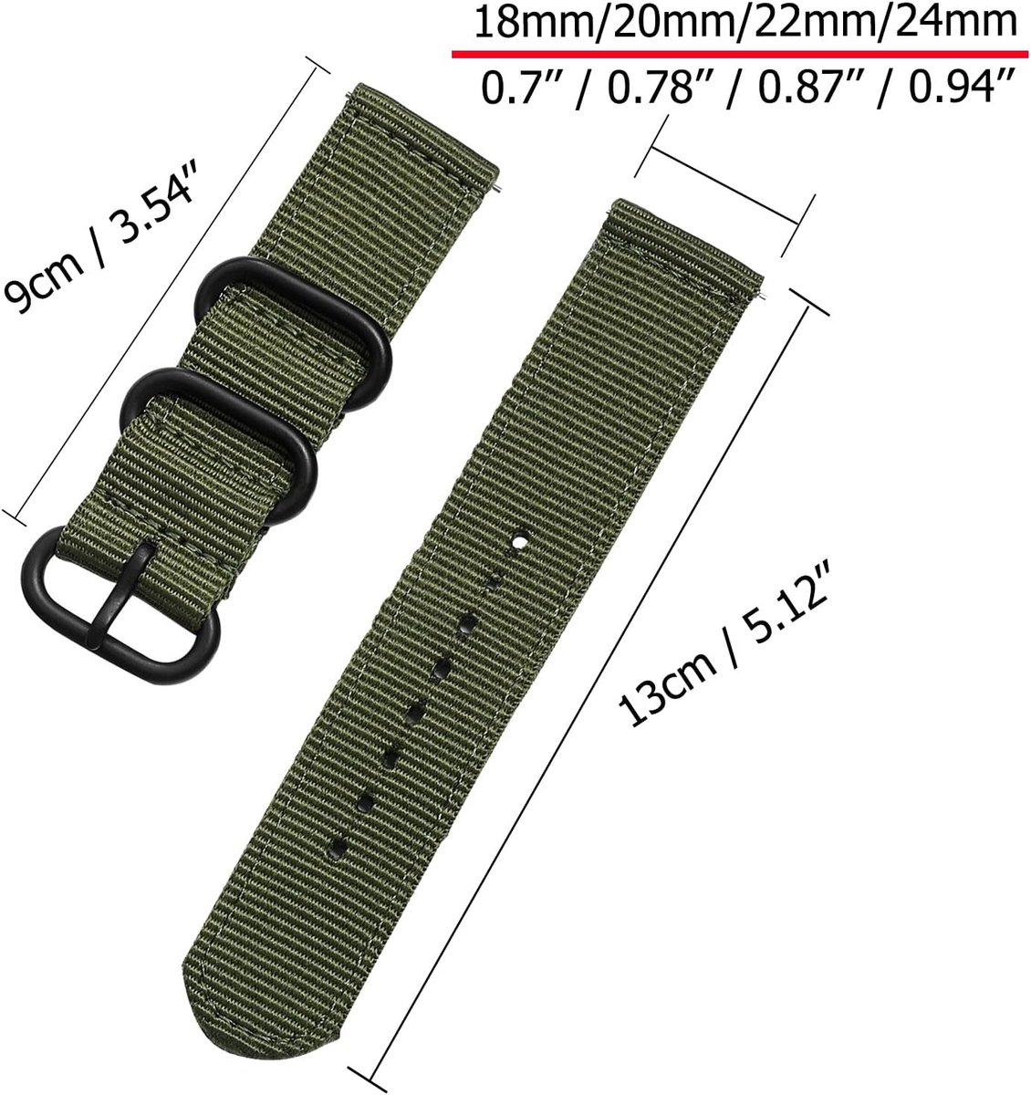 Ballistische Horlogeband 20mm 22mm 18mm 24mm - Nylon Canvas - Woven Loop - Ideaal voor sportactiviteit - SnelShoppen