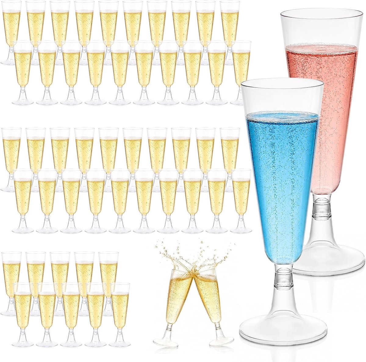 Plastic champagneglazen 150ml - herbruikbaar - transparant - ideaal voor bruiloften - SnelShoppen