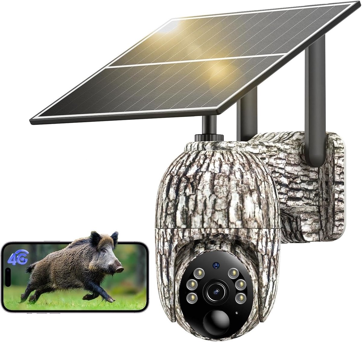 4G LTE Fotoval - Wildcamera Zonnepaneel - Buiten Bewaken - 2K Ultra HD Nachtzicht - IP66 Waterdicht - Camouflage