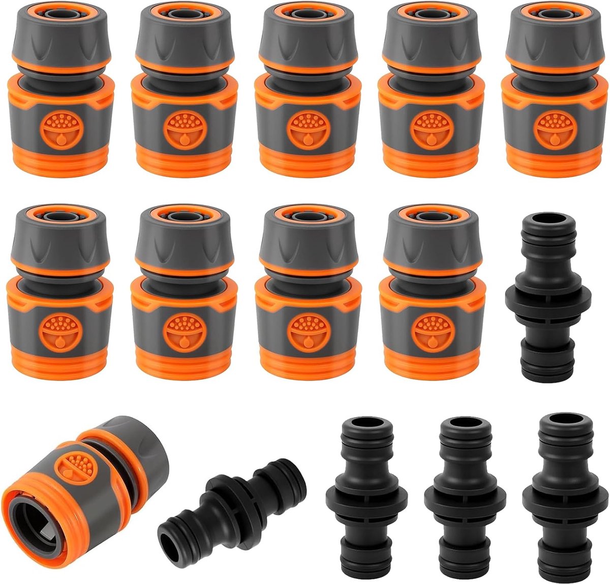 Tuinslang Aansluitset 10 Stuks 1/2 Inch - Slangenconnectoren met Koppeling - Voor Tuinslangen en Spuitpistolen - SnelShoppen