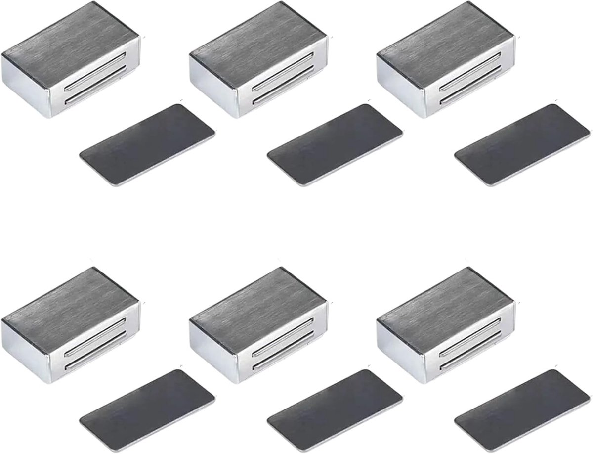 Set van 6 magnetische vergrendelingen zonder boren, magnetische sluitingen van roestvrij staal, sterke sluitingen voor keukenmeubels, deuren, laden, kasten en badkamer (30 mm)