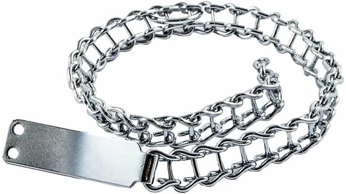 Hondenhalsband met treeplank, lengte 50 cm, staal, vernikkeld, medium