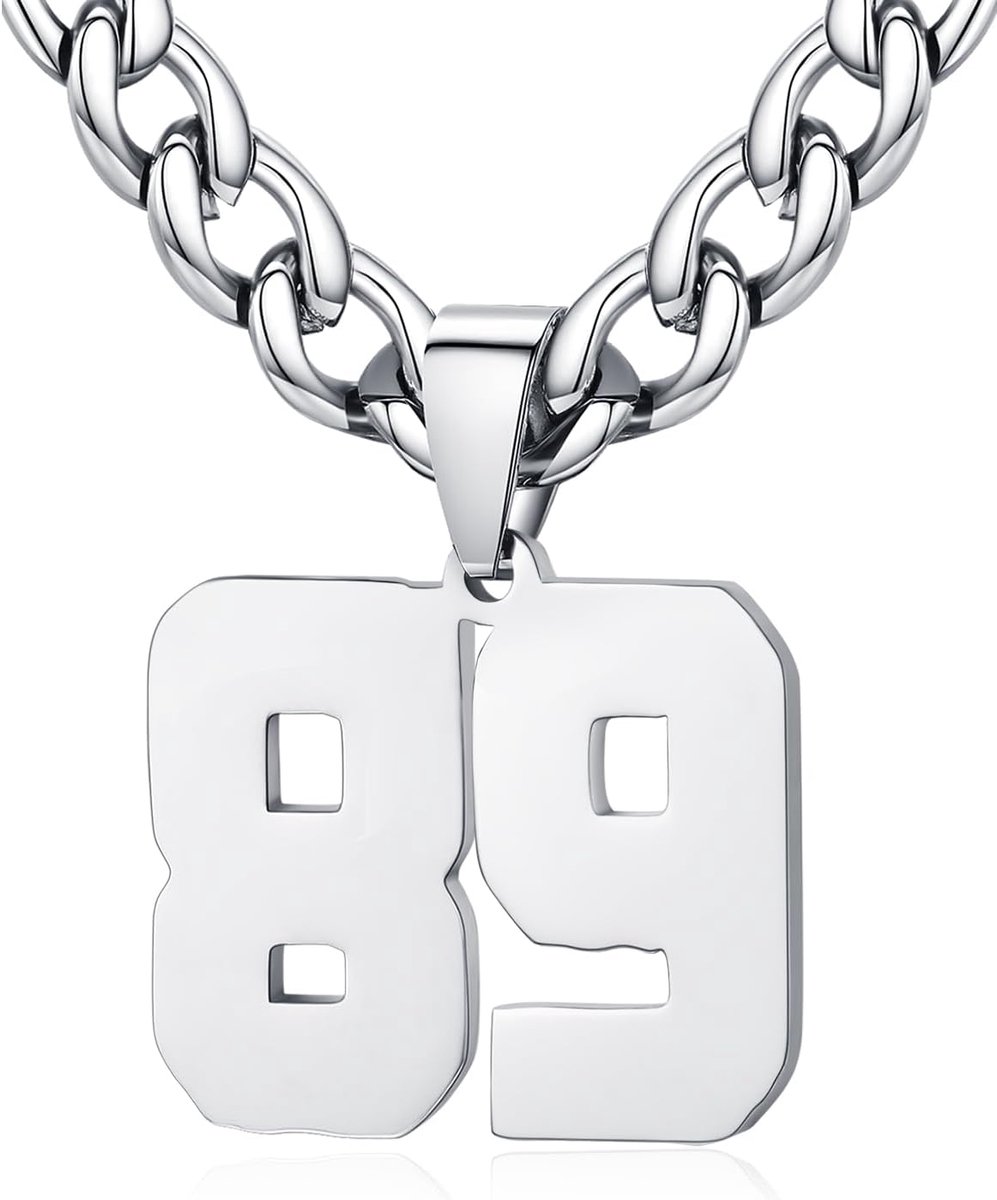 Heren, Roestvrij Staal 0-99 Getal Hanger Geluksgetal Jersey Nummer Sporter Halsketting Gepersonaliseerd met 6 mm Brede Pantserketting