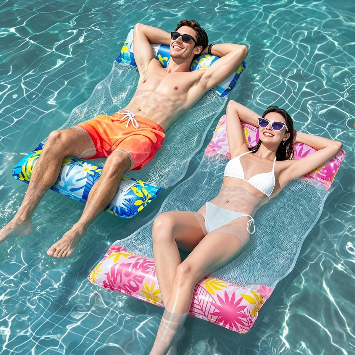 Luchtmatras, zwembadaccessoires, plezier, luchtmatras, waterhangmat, 4-in-1 opblaasbare waterhangmat voor volwassenen