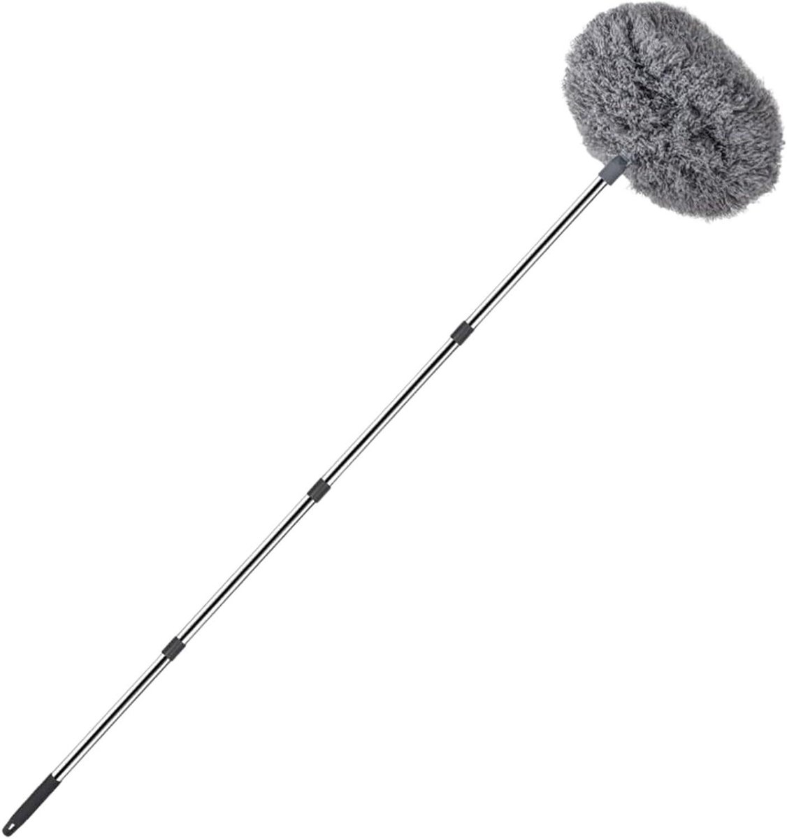 Plumeau met steel - Stofdoek Telescoop plumeau - Hoge oppervlakken reinigen - Verstelbare telescoopsteel - 169 cm - Grijs