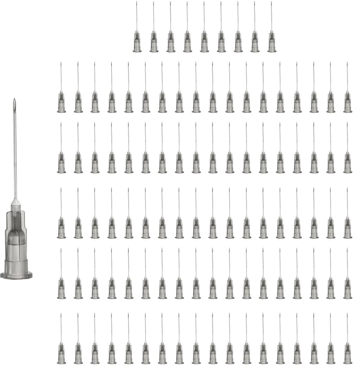 100 stuks distributienaalden met punt, distributienaalden van roestvrij staal, 22 gauge, met Luer Lock 4,3 cm, puntige punt voor meting, navulinkt, zwart