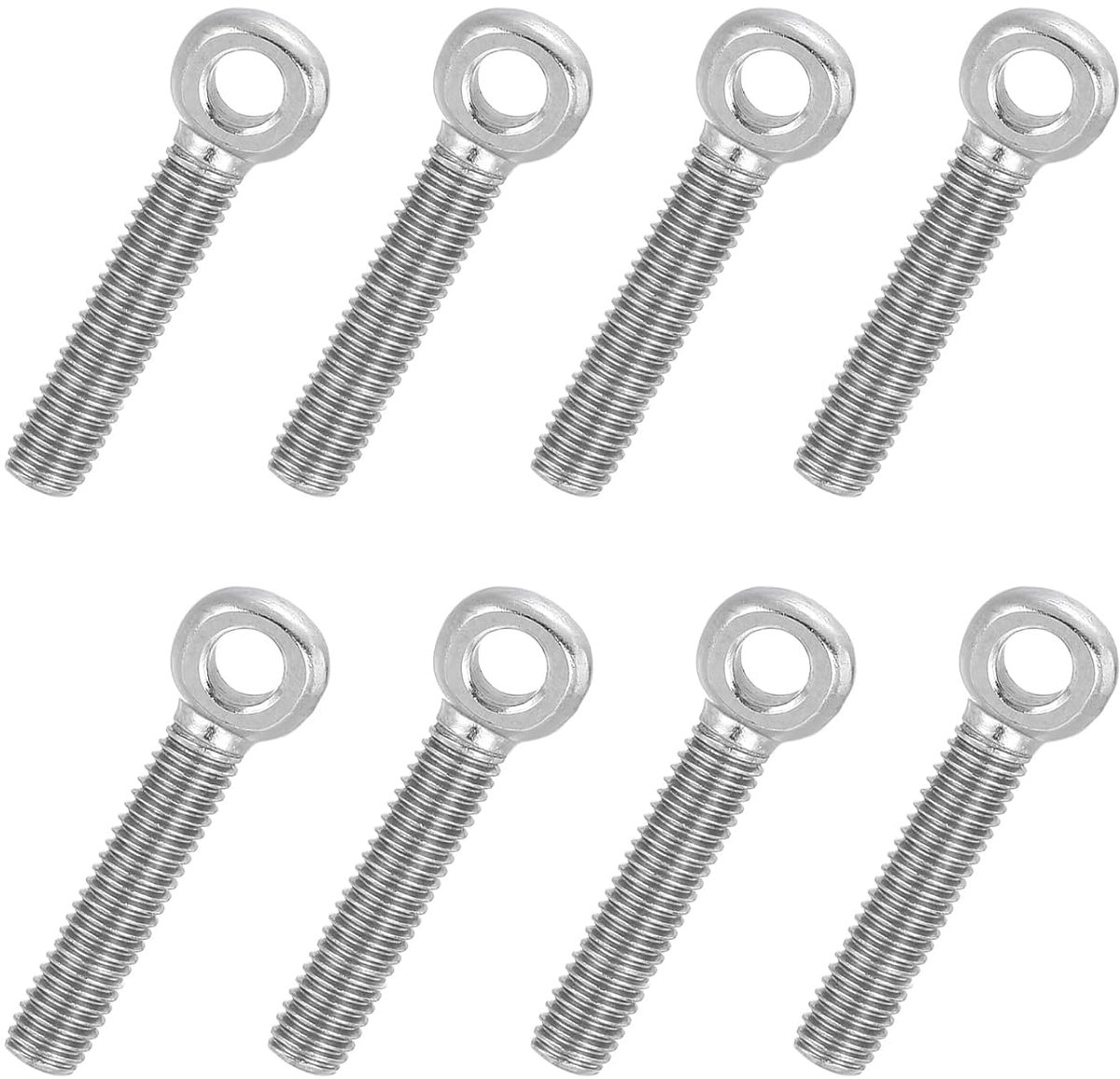 8 stuks M5 x 25 mm schouder-zwenk-hefbouten, 304 roestvrij staal, metrisch, volledige schroefdraad, visoog-sleufschroef, riggingbouten, metalen bevestigingsschroeven, zilverkleurig