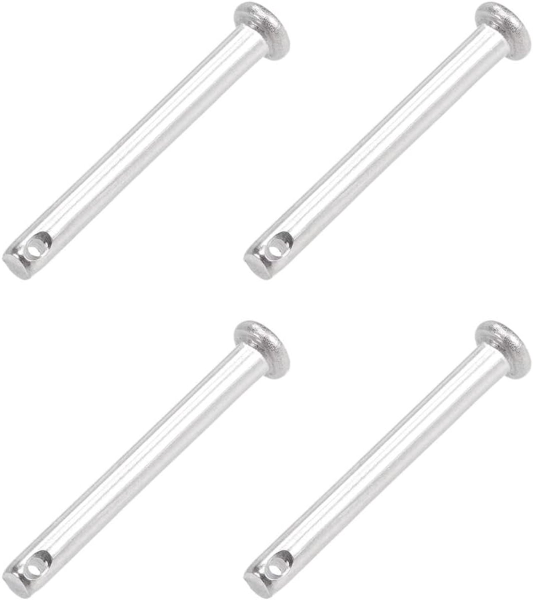 sourcing map 4 stuks eengat vorkkoppen scharnierstift platte kop 4mm x 35mm van roestvrij staal 304