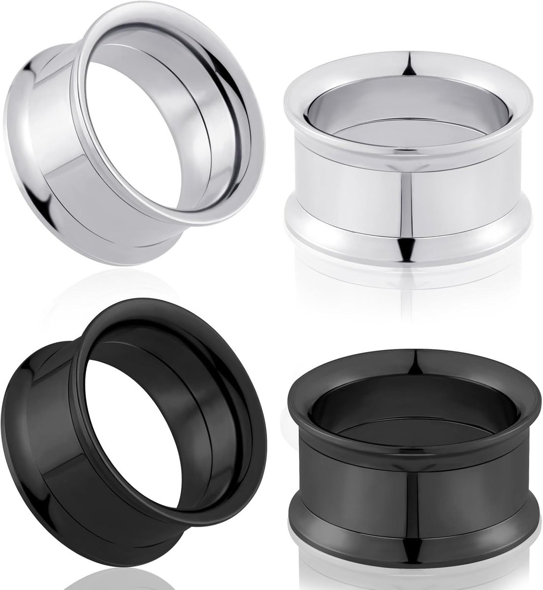Tunnelset, flesh oorgauges, double flared stretching, schroef, klassieke oorexpanders, voor dames en heren, 3 tot 25 mm