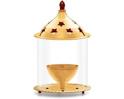Star Shape akhand Oil Diya/Lamp Hindu Puja Brass Oil Lamp Pooja Essential for Pooja Items Indian Traditional Cultural Festival New year Decorations Return Gifts(Size:-L;3 Inch,H;5 Inch)(Golden)