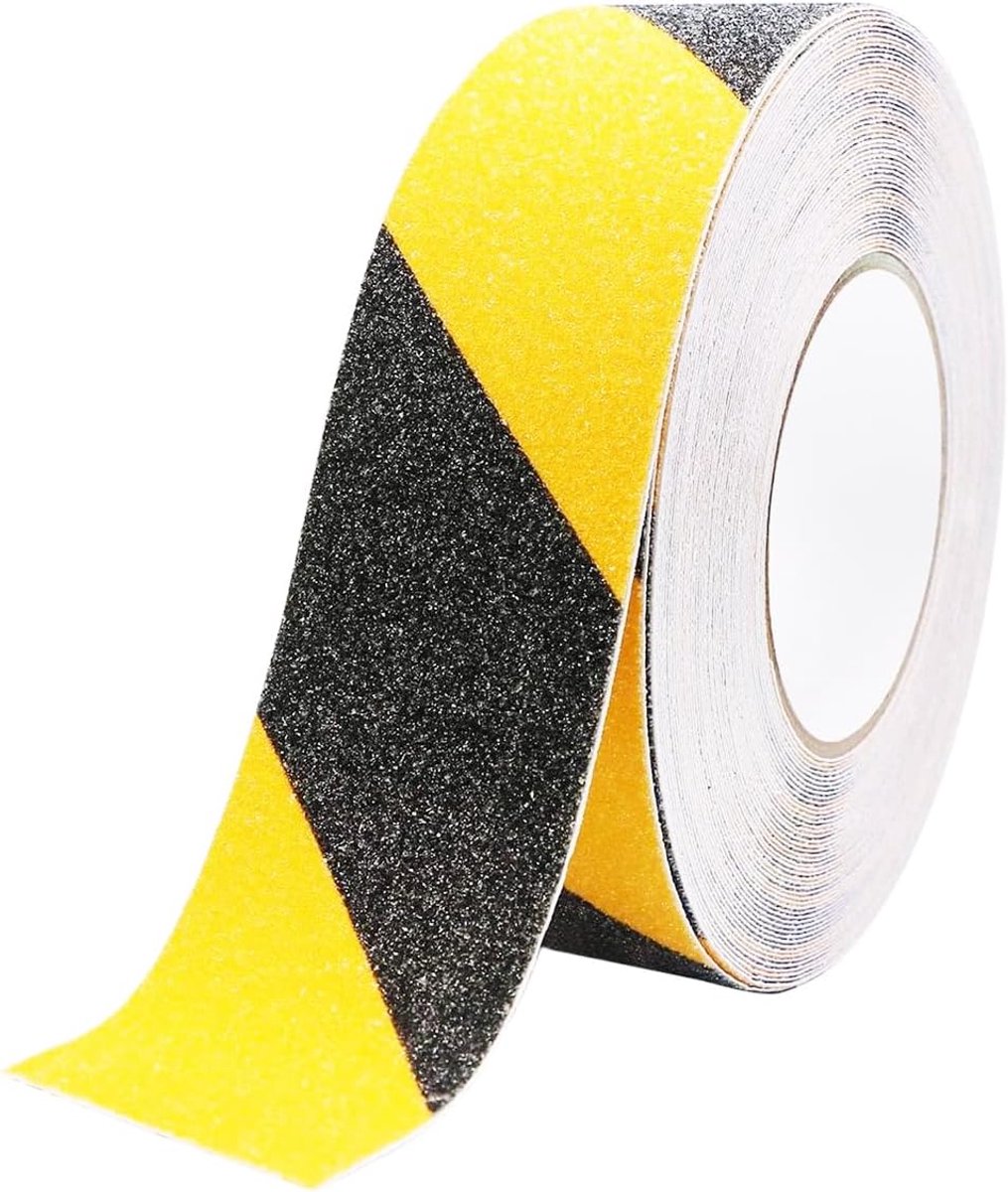 20 m × 5 cm geel en zwart anti-slip veiligheidsband voor binnen en buiten, stap, trap, vloer, tractie