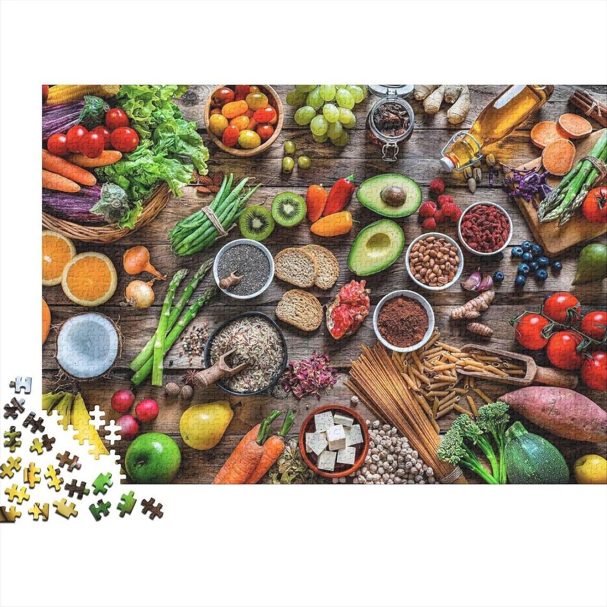 Legpuzzel - Puzzel spel - Ontspanning thuis - Recyclebaar materiaal - 52 x 38 cm - Fruit en groente