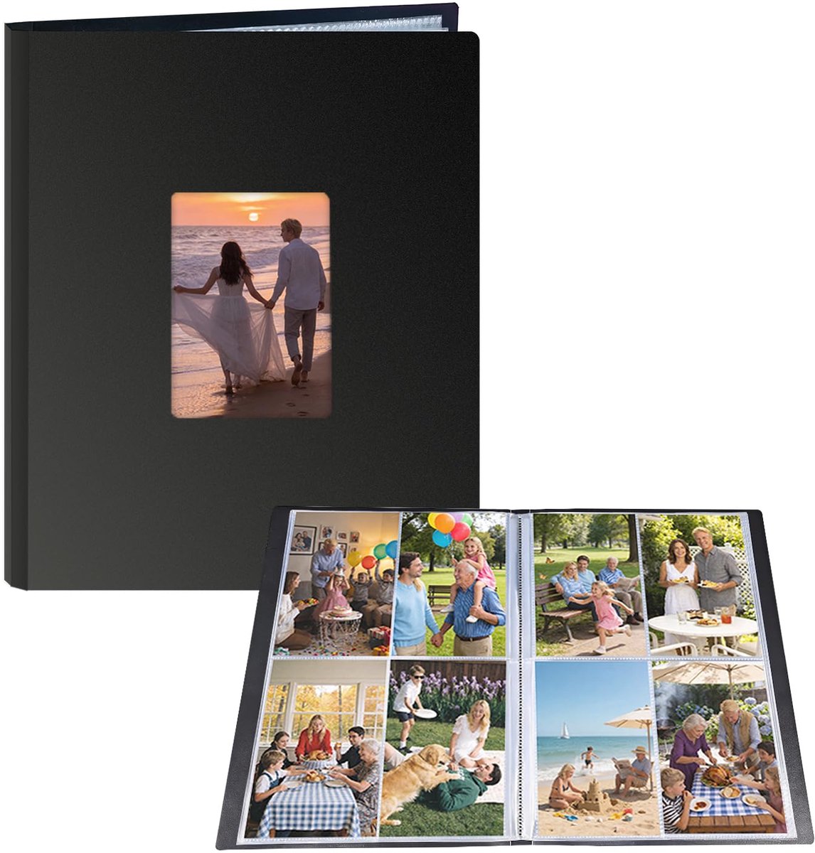 Fotoalbum 10x15 - Insteekvellen voor 96 foto's - Venster aan de voorkant - Perfect voor gezinnen en reizen - SnelShoppen