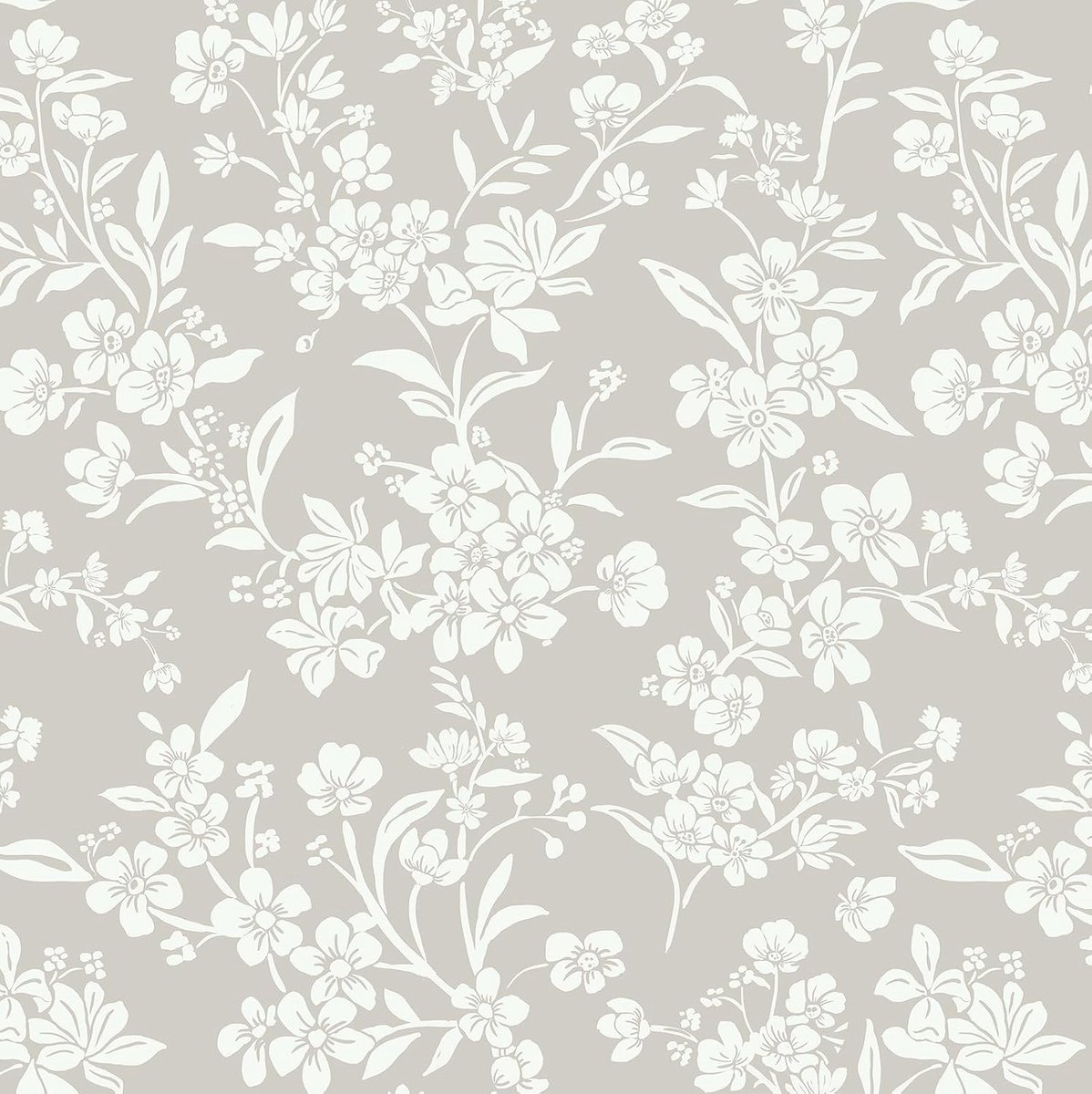 Behang bloemen 44CM×10M plakfolie beige havergrijs | PVC-materiaal, waterdicht, afneembaar, gestructureerd, zelfklevend, 44 cm x 10 m, renovatie van wandmeubels in de woonkamer