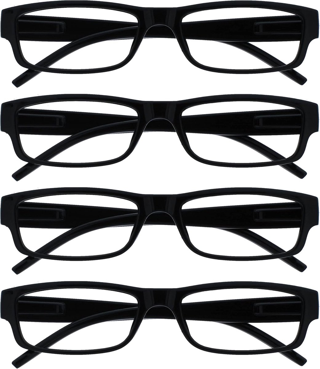 Zwart Lichtgewicht Comfortabel Lezers Waarde 4 Stuks Ontwerper Stijl Mannen Vrouwen UVR4PK032 +2,50