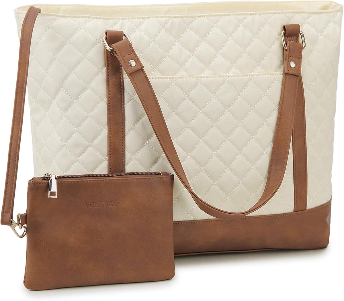 VONXURY Laptopdraagtas voor vrouwen, 15,6 inch computer schoudertas leraar werktas reistas met kleine tas