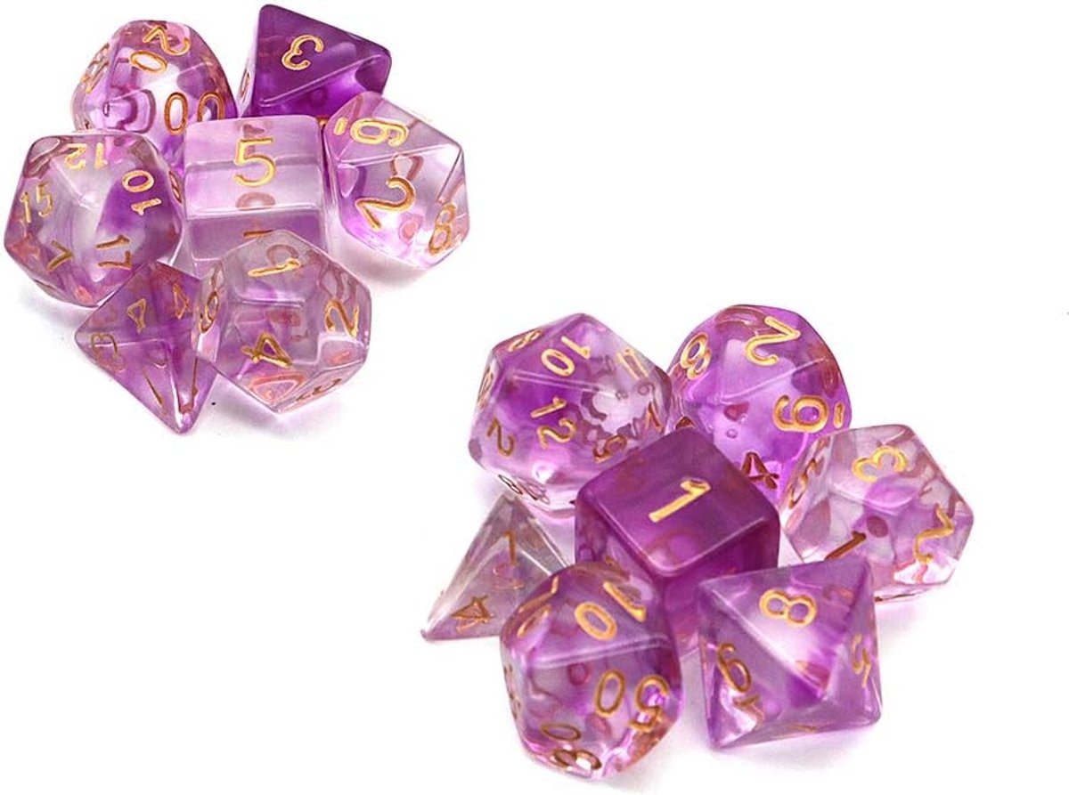 Transparante polyedrale dobbelstenen Set tafelspellen Dobbelstenen 2 sets Dobbelstenen 2 x 7 (14 stuks) Die-serie D20 D12 D10 D8 D6 D4 DND-dobbelstenen DND RPG MTG Dubbele kleuren Een stuk (zwart)