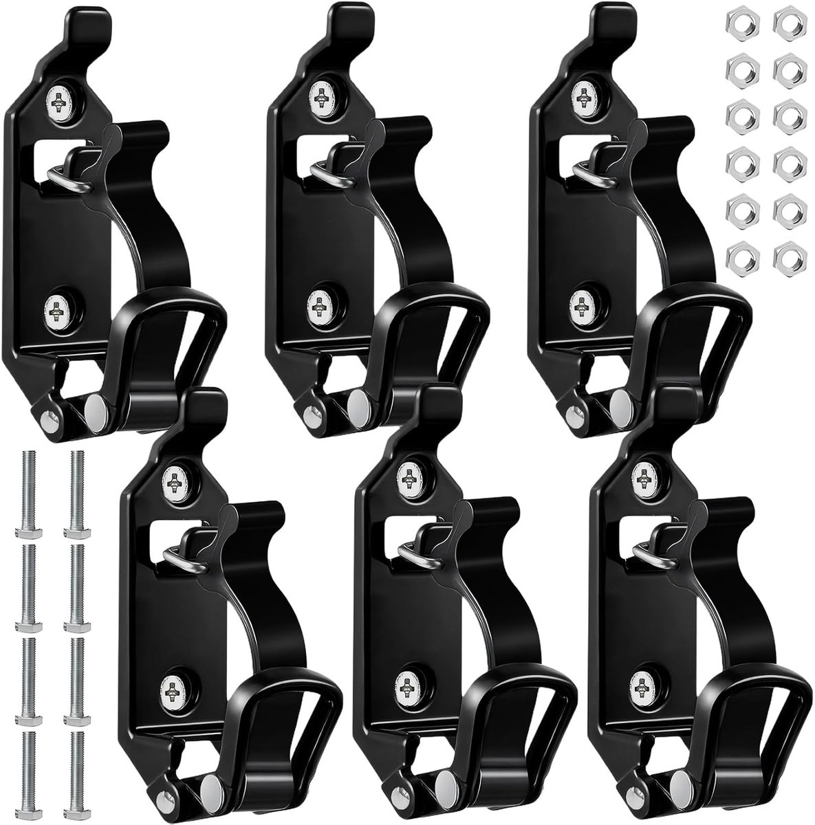 6 x schephouder, schep houder voor dakdragers, accessoires, schep houder, bezemhouder, bijlhouder, spansluiting, rubberen sluitlagers, wandmontagebeugels voor auto, boot, vrachtwagen, gereedschap