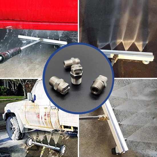 4 Stuks Hogedrukspuitmond Voor Waterbezem En Carrosseriereiniger, 65 Graden, 1,3 Mm Opening Neveluiteinde, 1/4'' Draadverbinding. — afbeelding 4