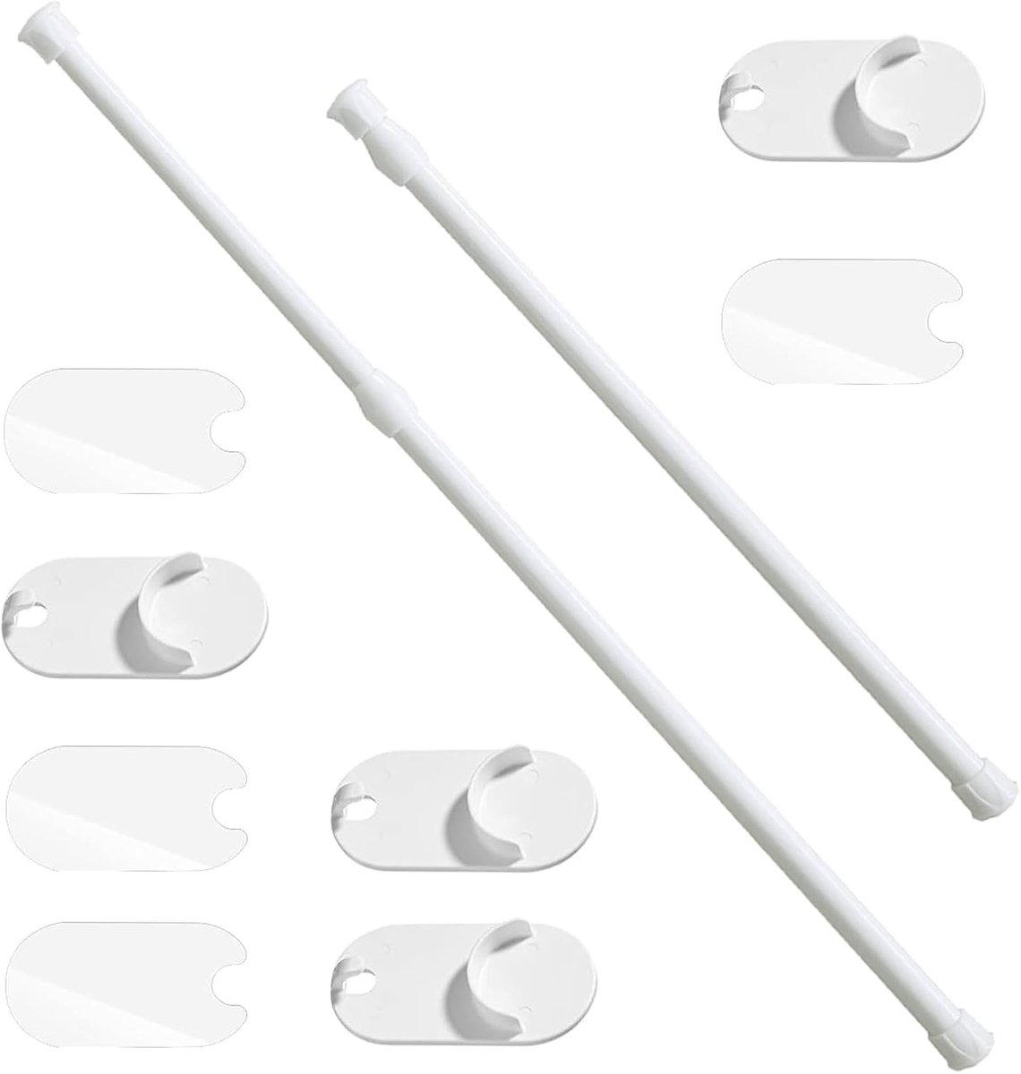 2-delige telescoopstang om te klemmen, gordijnklemstang, 40-70 cm telescoopstang, klembare gordijnroede, klemstang zonder boren, voor douchegordijnroede, kleerhanger, wit