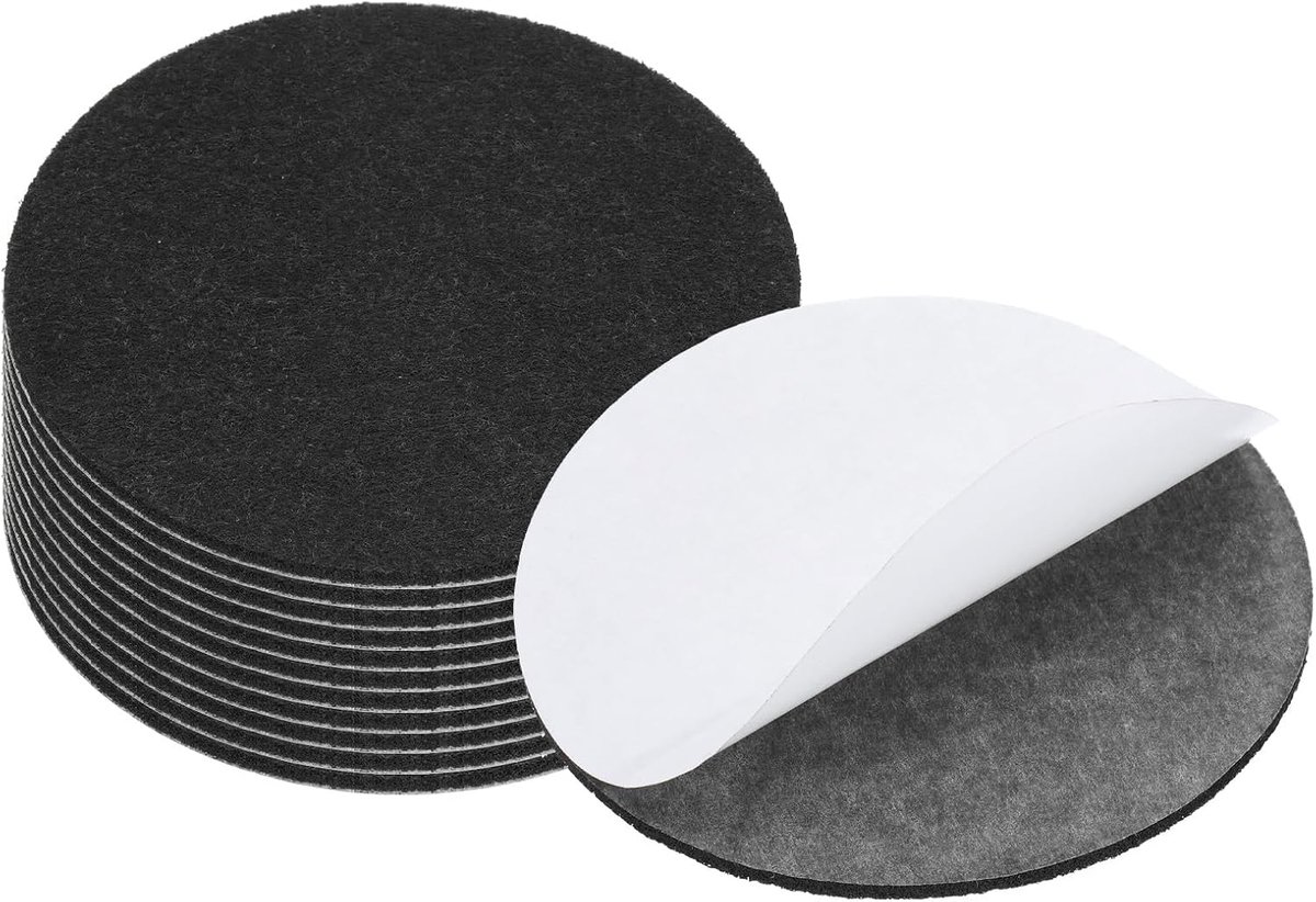 4,5 inch diameter lampvoet vilt, 12-pack 3mm dikte rond zacht zelfklevend antislip anti-kras vilt voor lampen meubels DIY ambacht, zwart