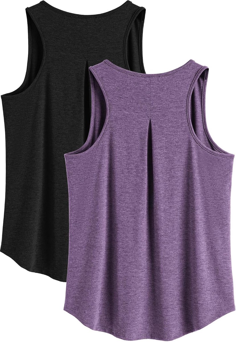 2-pack sporttanktops voor dames, yoga-sporttops, snel drogende, mouwloze racerback-sporttops, zomerse ademende fitness-hardloopshirts, jogging- en sportschooltanktops