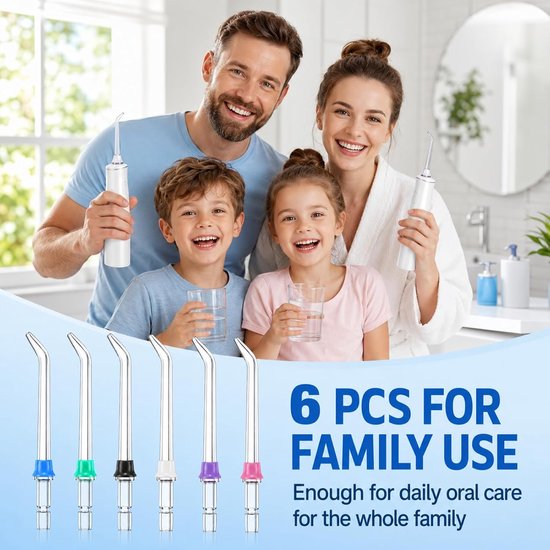 6 stuks monddouche opzetstukken compatibel met Waterpik WP-100 WP-660 Oral B Universal Jet Tips reservemondstukken tandreiniging monddouche accessoires set voor dagelijkse mondhygiëne en grondige — afbeelding 3